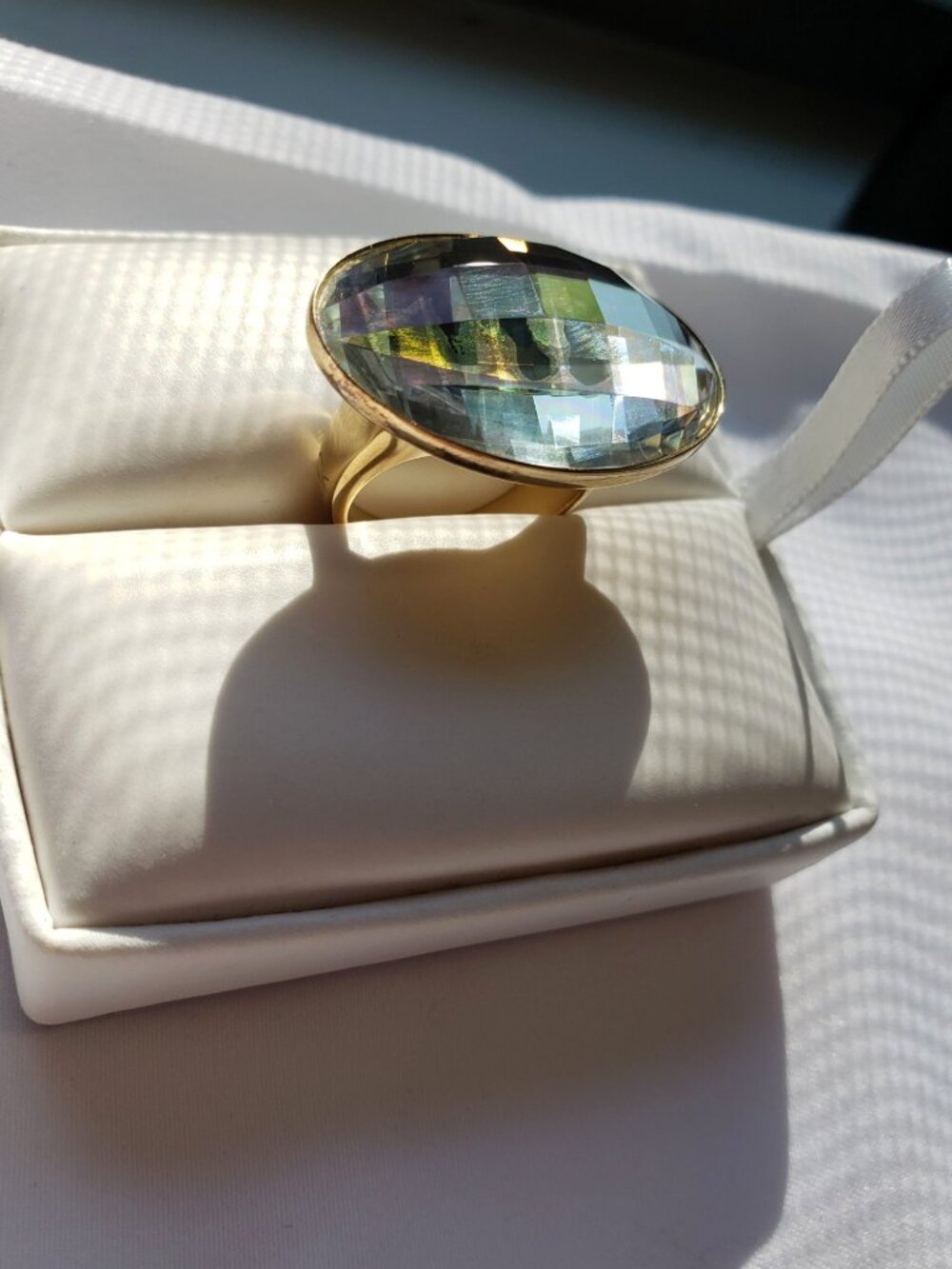 NWOT Calvin Klein CK Emerald-Green Continuity Stainless Steel Statement Ring  S7